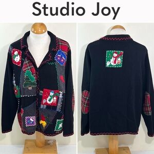 Designers Originals Studio Joy Women’s Black Cardigan with Festive Accents